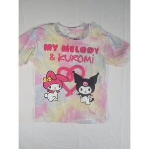 Sanrio My Melody Kuromi Tie-Dye Graphic Crewneck Girls T-Shirt XS 4/5